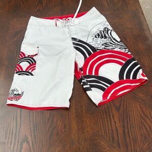 Quiksilver Men's Swim Shorts - Red and Black